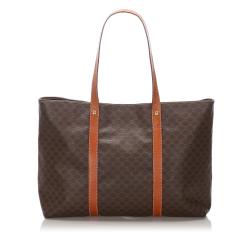 Pre Owned Celine Brown Macadam Canvas Tote Bag