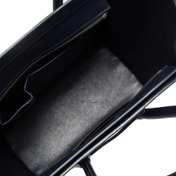 Pre Owned Celine Navy Blue Leather Micro Luggage Tote