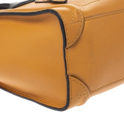 Pre Owned Celine Mustard/Black Leather Nano Luggage Tote