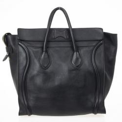Pre Owned Celine Black Medium Grained Leather Luggage Tote