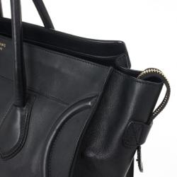 Pre Owned Celine Black Medium Grained Leather Luggage Tote