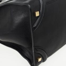Pre Owned Celine Black Medium Grained Leather Luggage Tote