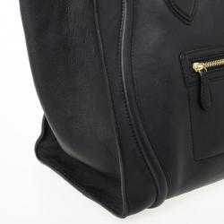 Pre Owned Celine Black Medium Grained Leather Luggage Tote