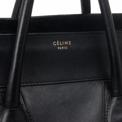 Pre Owned Celine Black Medium Grained Leather Luggage Tote
