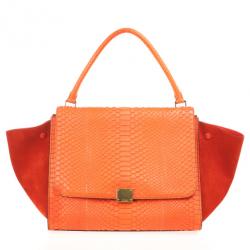 Pre Owned Celine Orange Large Trapeze Exotic Bag
