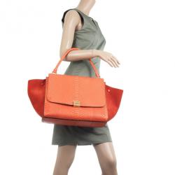 Pre Owned Celine Orange Large Trapeze Exotic Bag