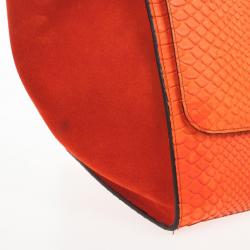 Pre Owned Celine Orange Large Trapeze Exotic Bag