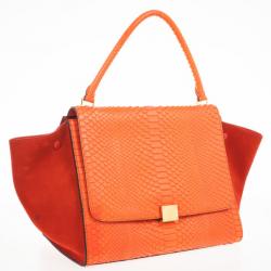Pre Owned Celine Orange Large Trapeze Exotic Bag