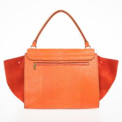 Pre Owned Celine Orange Large Trapeze Exotic Bag