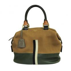 Pre Owned Celine Brown Leather Racer Stripe Boston Bag