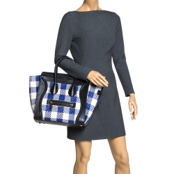 مملوكة مسبقًا Celine Tri Color Leather Mini Gingham Luggage Tote