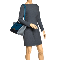 Pre Owned Celine Tri Color Leather Medium Trapeze Bag