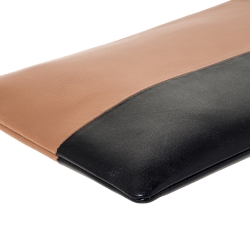Pre Owned Celine Tan/Black Leather Solo Clutch Pouch
