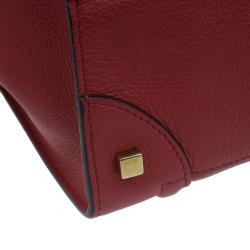 Pre Owned Celine Red  Pomelo Leather Mini Luggage Tote