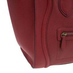 Pre Owned Celine Red  Pomelo Leather Mini Luggage Tote