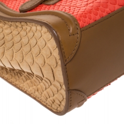 Pre Owned Celine Tri Color Python and Leather Nano Luggage Tote