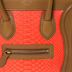 Pre Owned Celine Tri Color Python and Leather Nano Luggage Tote