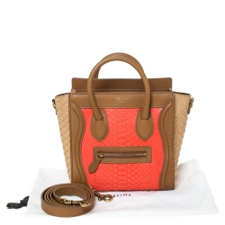Pre Owned Celine Tri Color Python and Leather Nano Luggage Tote