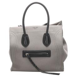 Celine Grey Canvas Luggage Phantom Tote Bag