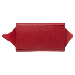 Pre Owned Celine Red Leather and Suede Small Trapeze Bag