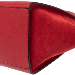 Pre Owned Celine Red Leather and Suede Small Trapeze Bag