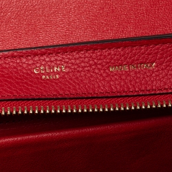 Pre Owned Celine Red Leather and Suede Small Trapeze Bag