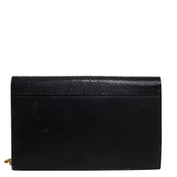 Pre Owned Celine Black/Cream Leather and Stingray Pocket Chain Clutch