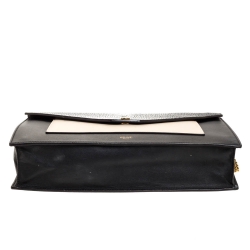 Pre Owned Celine Black/Cream Leather and Stingray Pocket Chain Clutch