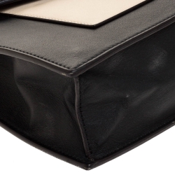 Pre Owned Celine Black/Cream Leather and Stingray Pocket Chain Clutch