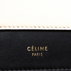 Pre Owned Celine Black/Cream Leather and Stingray Pocket Chain Clutch