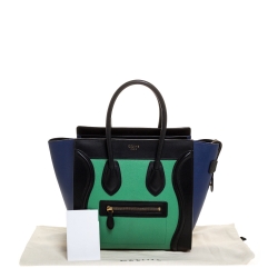 Pre Owned Celine Tri Color Leather Micro Luggage Tote