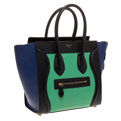 Pre Owned Celine Tri Color Leather Micro Luggage Tote