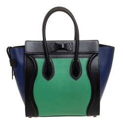 Pre Owned Celine Tri Color Leather Micro Luggage Tote