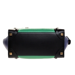 Pre Owned Celine Tri Color Leather Micro Luggage Tote