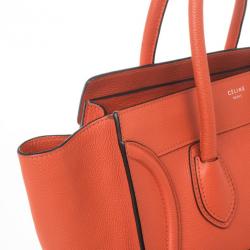 Pre Owned Celine Lipstick Red Buffalo Leather Mini Luggage Tote