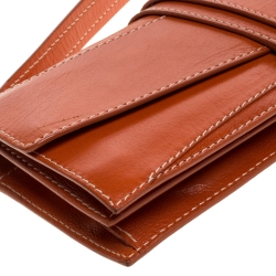 Pre Owned Celine Orange Leather Flap Shoulder Bag