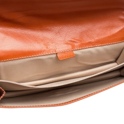 Pre Owned Celine Orange Leather Flap Shoulder Bag