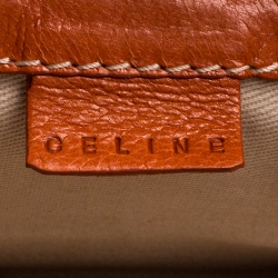 Pre Owned Celine Orange Leather Flap Shoulder Bag
