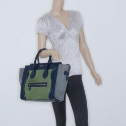 Pre Owned Celine Suede Tricolor Mini Luggage Bag