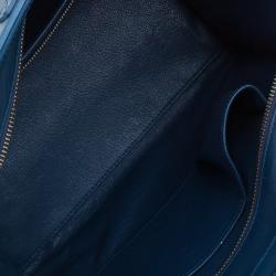 Pre Owned Celine Navy Blue Leather Mini Luggage Tote