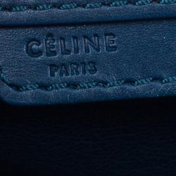 Pre Owned Celine Navy Blue Leather Mini Luggage Tote