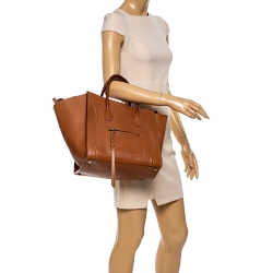Pre Owned Celine Tan Leather Medium Phantom Luggage Tote