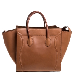 Pre Owned Celine Tan Leather Medium Phantom Luggage Tote
