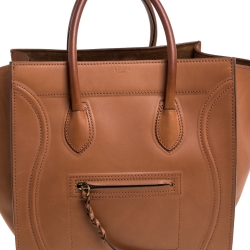 Pre Owned Celine Tan Leather Medium Phantom Luggage Tote