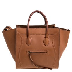 Pre Owned Celine Tan Leather Medium Phantom Luggage Tote