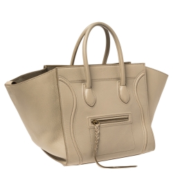 Pre Owned Celine Beige Leather Medium Phantom Luggage Tote