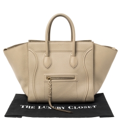 Pre Owned Celine Beige Leather Medium Phantom Luggage Tote