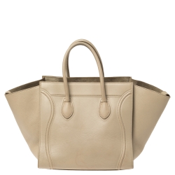Pre Owned Celine Beige Leather Medium Phantom Luggage Tote