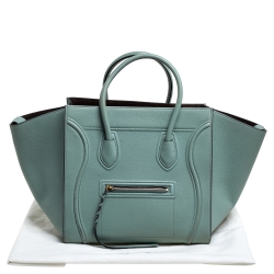 Pre Owned Celine Mint Green Leather Medium Phantom Luggage Tote