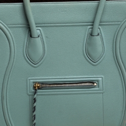 Pre Owned Celine Mint Green Leather Medium Phantom Luggage Tote